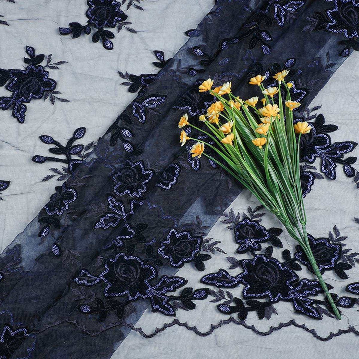 Applique embroidery with Sequine on Nylon net-SL183BP