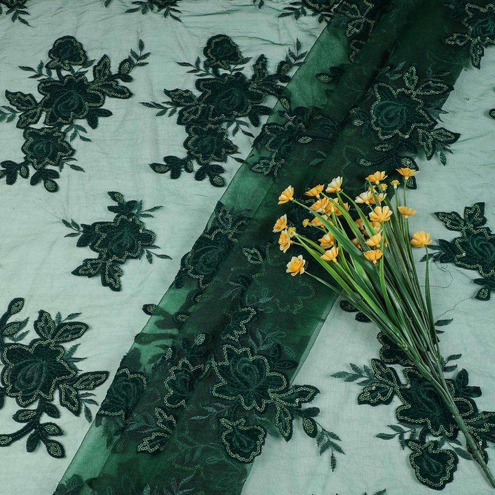 Applique embroidery with Sequine on Nylon net-SL183BP