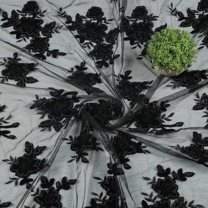 Applique embroidery with Sequine on Nylon net-SL183BP