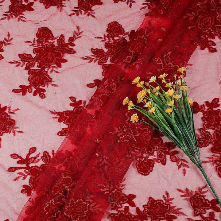 Applique embroidery with Sequine on Nylon net-SL183BP