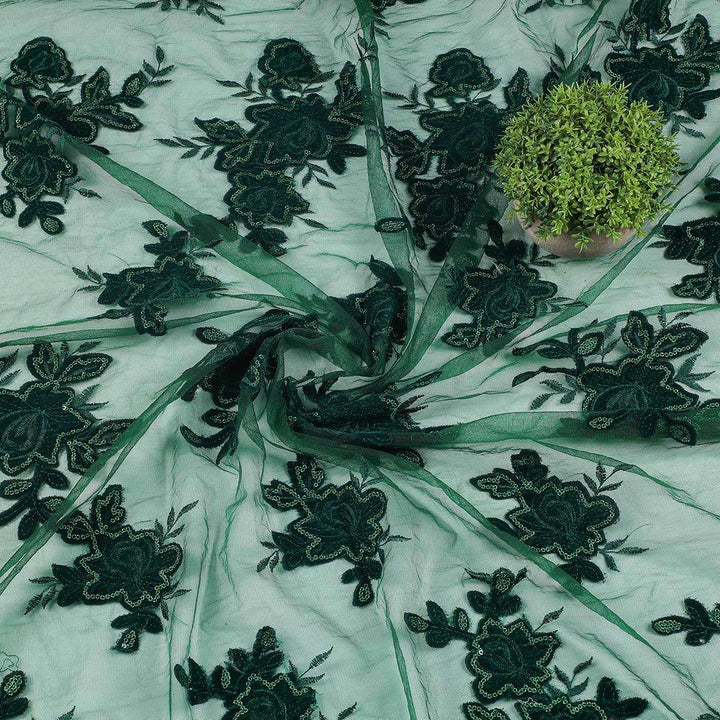 Applique embroidery with Sequine on Nylon net-SL183BP