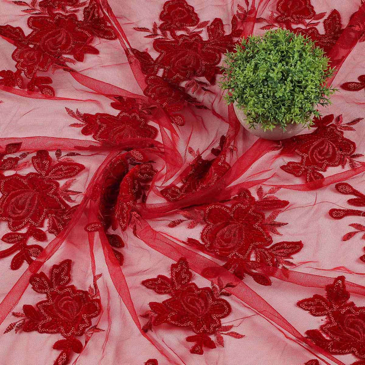 Applique embroidery with Sequine on Nylon net-SL183BP