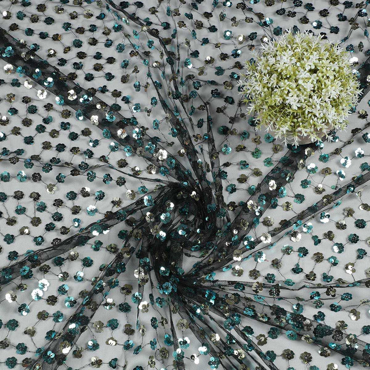 Hanging Sequine Embroidery on Polyester net TW127BP