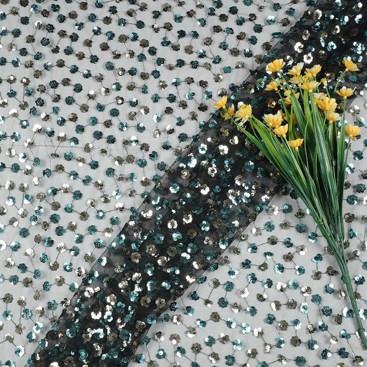 Hanging Sequine Embroidery on Polyester net TW127BP