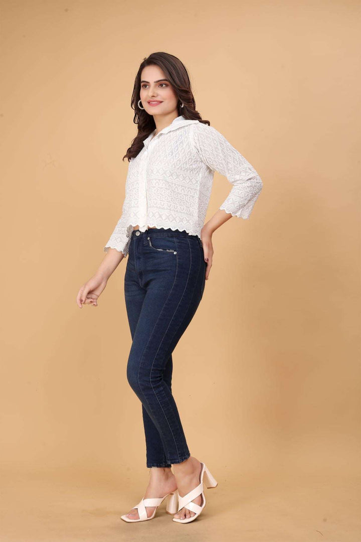 Chikankari Women's White Shirt