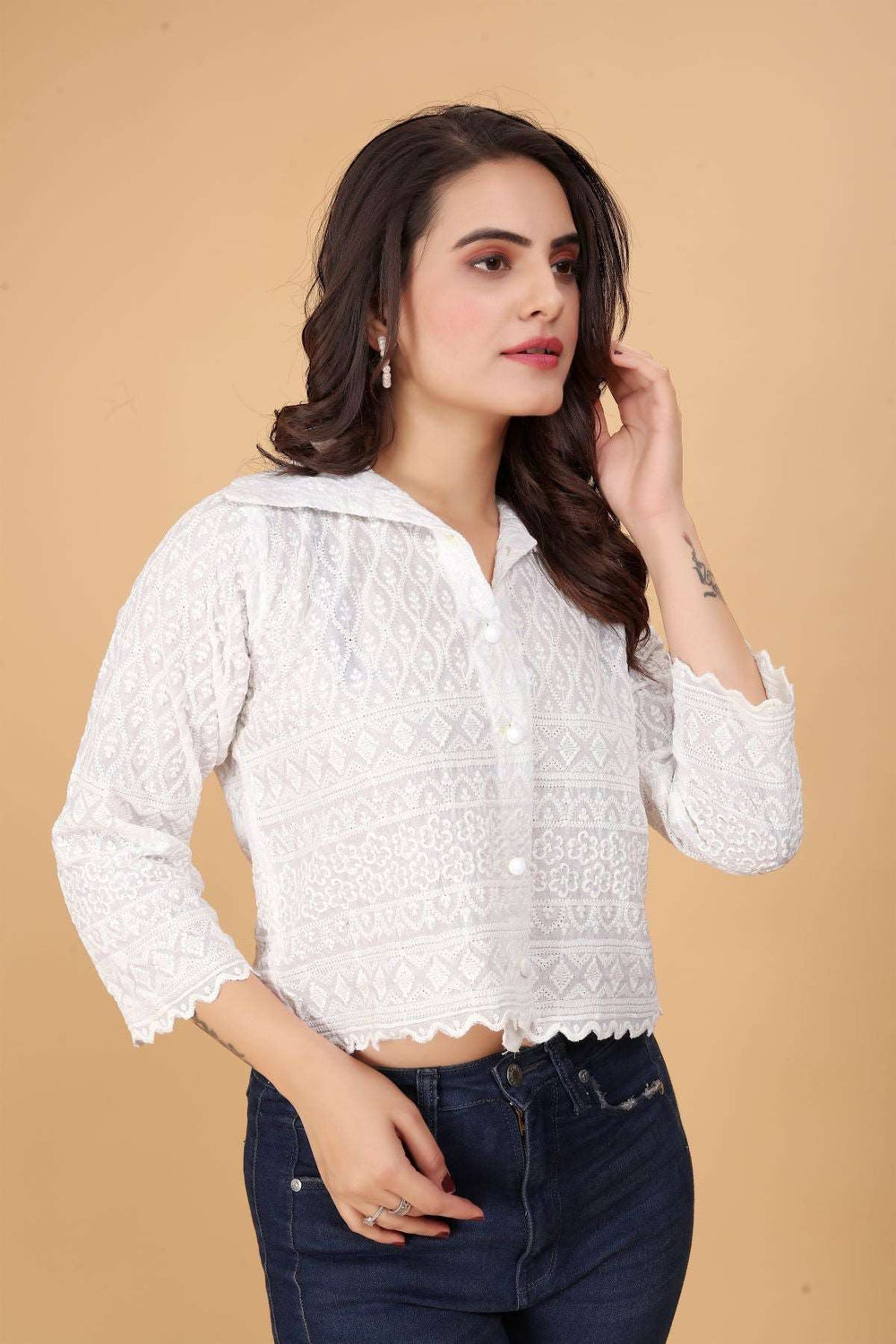 Chikankari Women's White Shirt