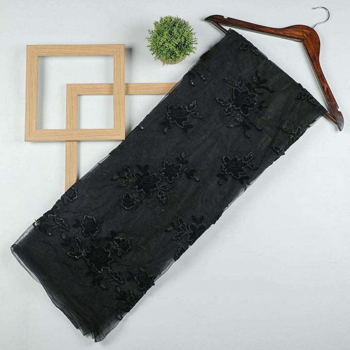 Applique embroidery with Sequine on Nylon net-SL183BP