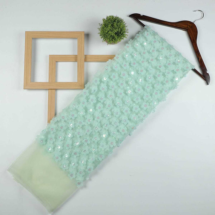 Applique embroidery with Sequine on Nylon net-SL1005BP