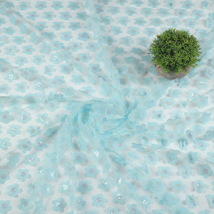 Applique embroidery with Sequine on Nylon net-SL1005BP