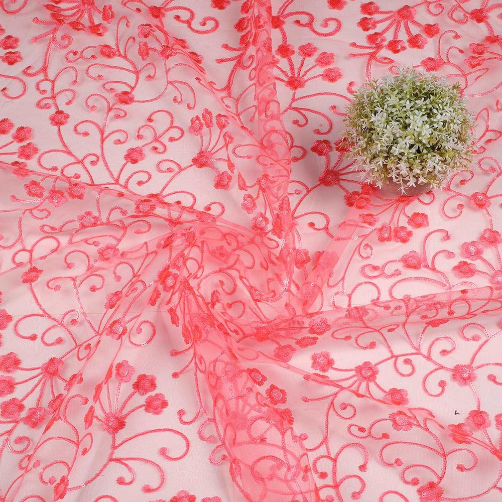 Sequine Embroidery on Polyester net Fabrics SAP535BP