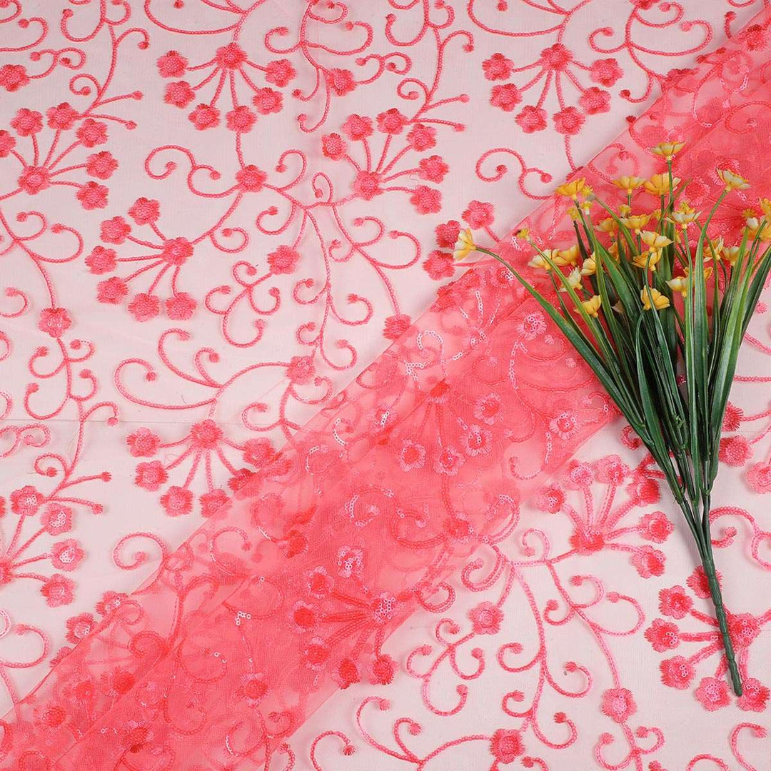 Sequine Embroidery on Polyester net Fabrics SAP535BP