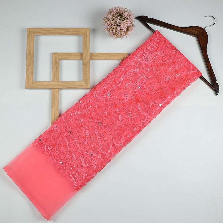 Sequine Embroidery on Nylon net Fabrics SAP491BP