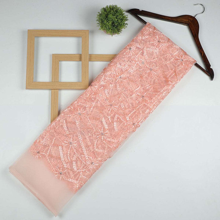 Sequine Embroidery on Nylon net Fabrics SAP491BP