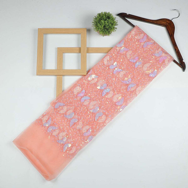 Sequine Embroidery on Nylon net Fabric SAP589BP