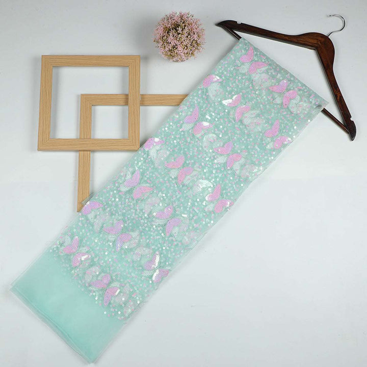 Sequine Embroidery on Nylon net Fabric SAP589BP