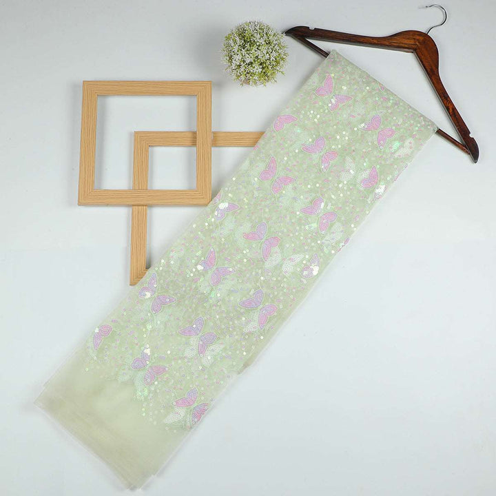 Sequine Embroidery on Nylon net Fabric SAP589BP