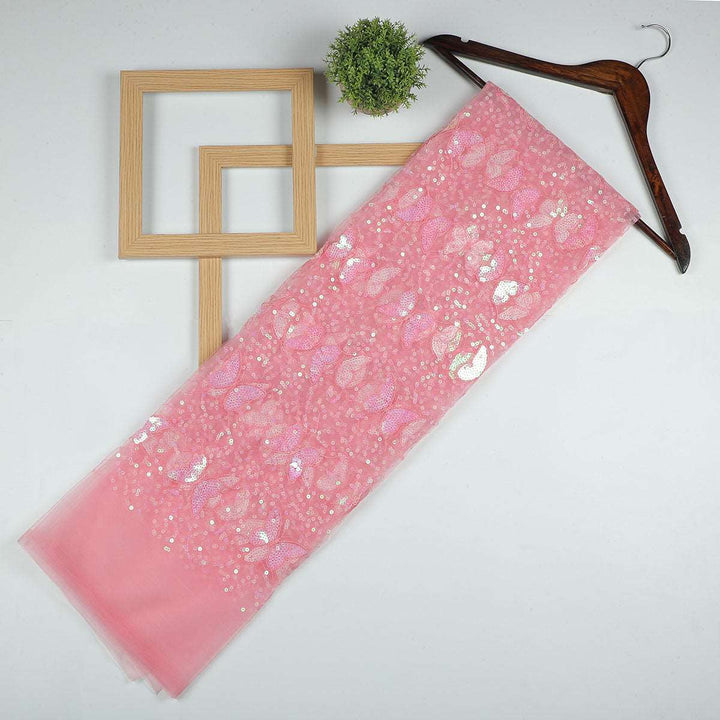 Sequine Embroidery on Nylon net Fabric SAP589BP