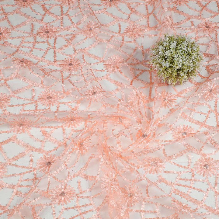 Sequine Embroidery on Nylon net Fabrics SAP491BP