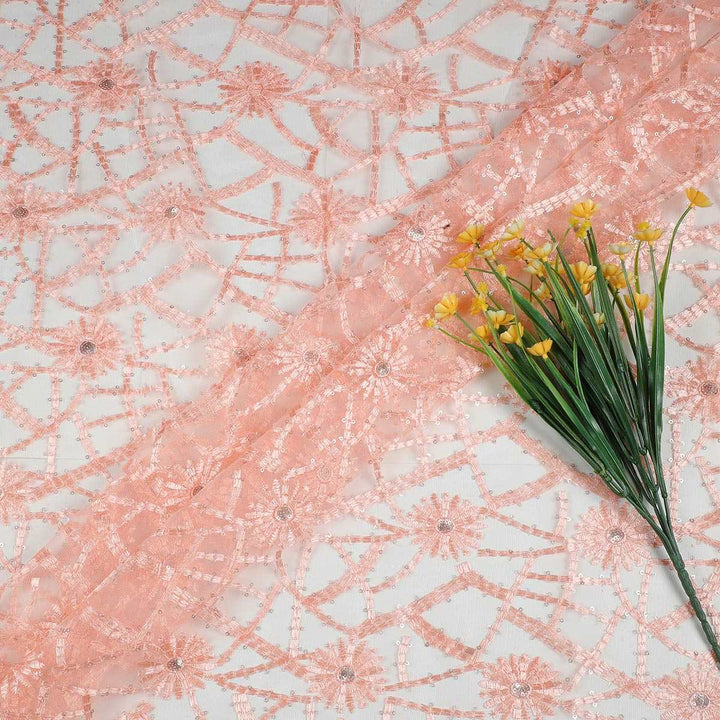 Sequine Embroidery on Nylon net Fabrics SAP491BP