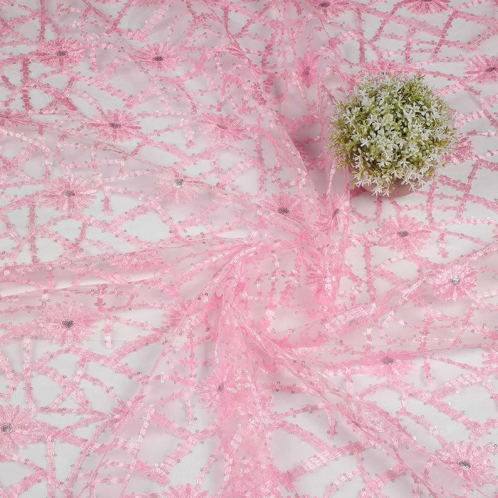 Sequine Embroidery on Nylon net Fabrics SAP491BP