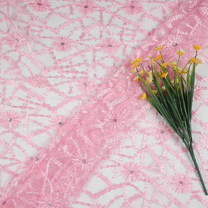 Sequine Embroidery on Nylon net Fabrics SAP491BP