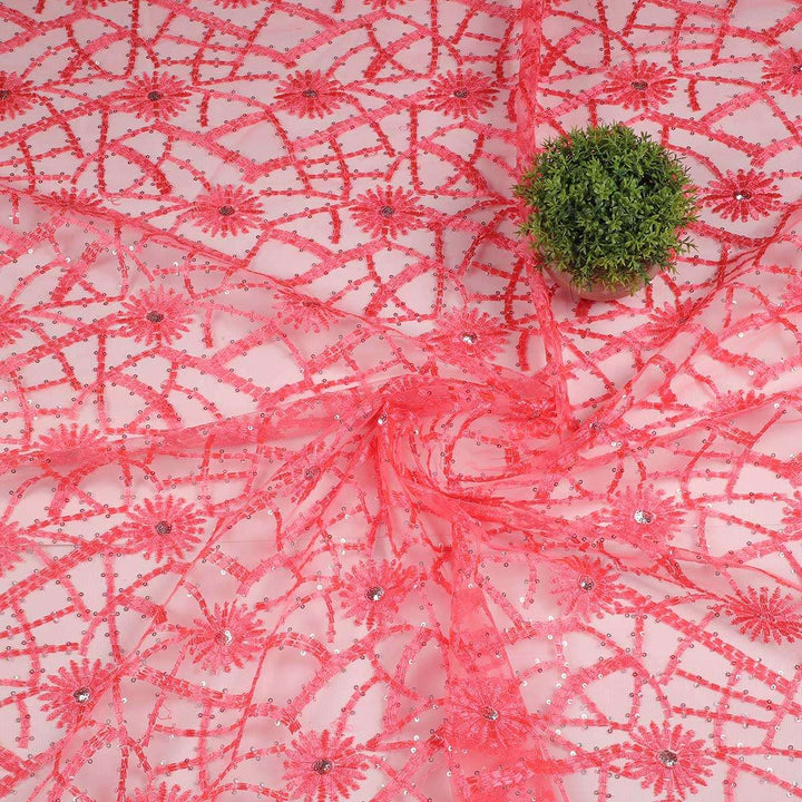 Sequine Embroidery on Nylon net Fabrics SAP491BP