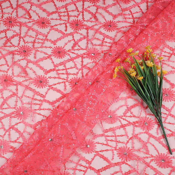 Sequine Embroidery on Nylon net Fabrics SAP491BP