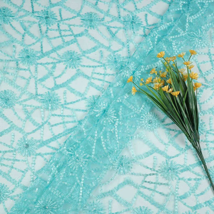 Sequine Embroidery on Nylon net Fabrics SAP491BP