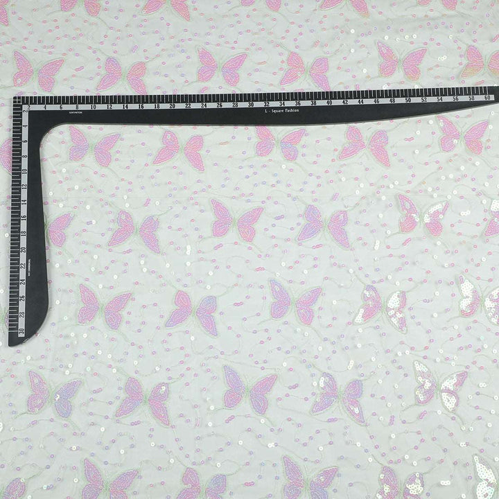 Sequine Embroidery on Nylon net Fabric SAP589BP