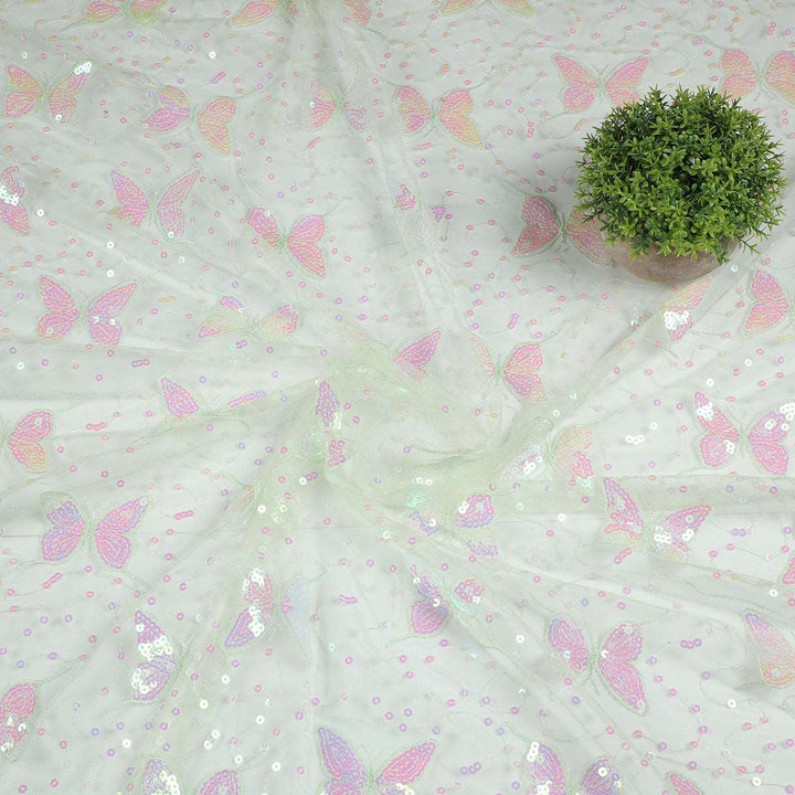 Sequine Embroidery on Nylon net Fabric SAP589BP