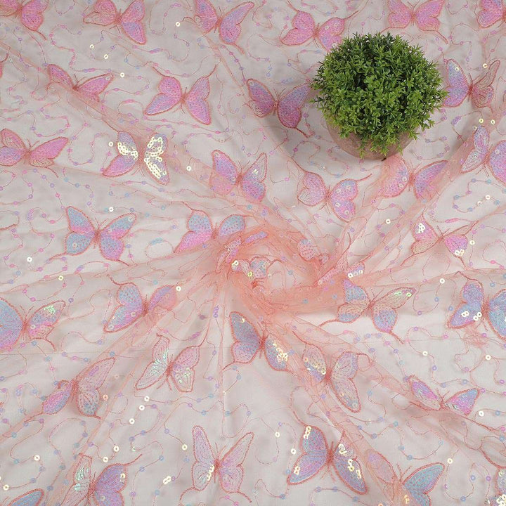 Sequine Embroidery on Nylon net Fabric SAP589BP