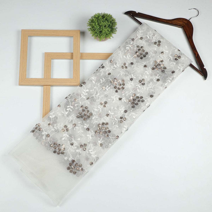 Dual Sequine Embroidery on Polyester Net TW51BP