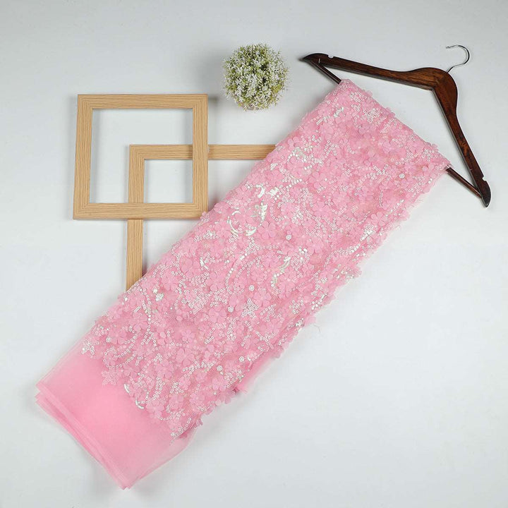 Dual Sequine Embroidery with Applique on Polyester net Net TW135BP