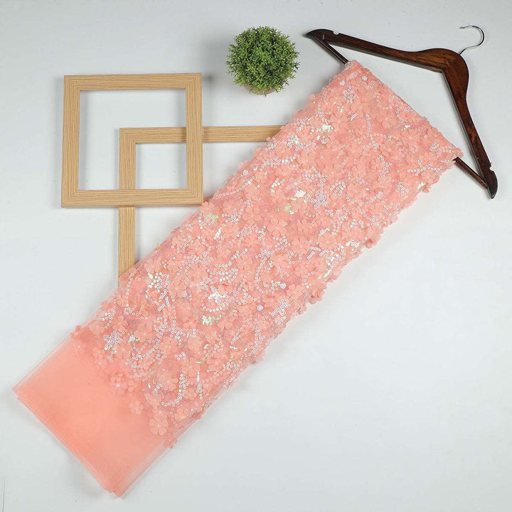 Dual Sequine Embroidery with Applique on Polyester net Net TW135BP