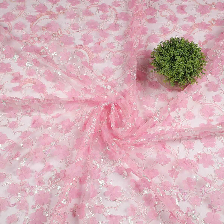 Dual Sequine Embroidery with Applique on Polyester net Net TW135BP