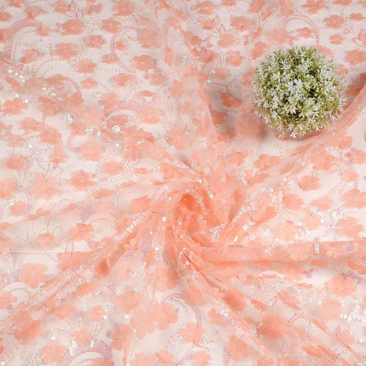 Dual Sequine Embroidery with Applique on Polyester net Net TW135BP