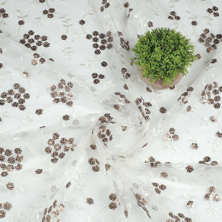 Dual Sequine Embroidery on Polyester Net TW51BP