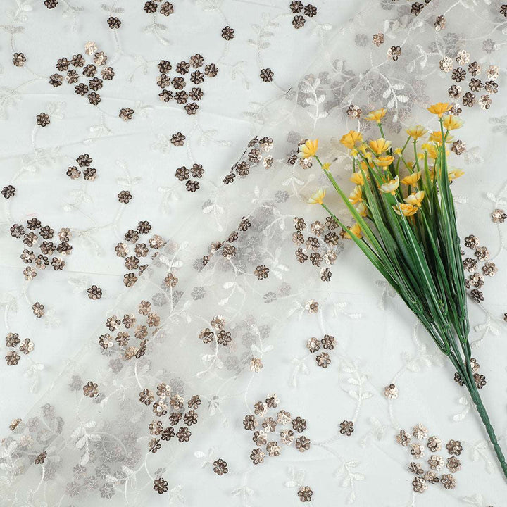 Dual Sequine Embroidery on Polyester Net TW51BP