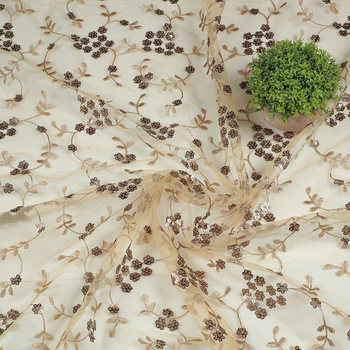 Dual Sequine Embroidery on Polyester Net TW51BP