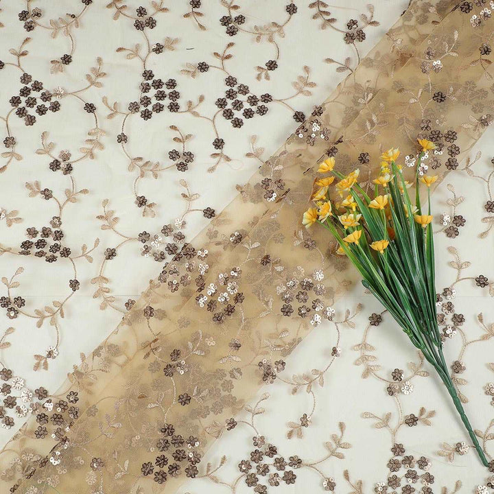 Dual Sequine Embroidery on Polyester Net TW51BP