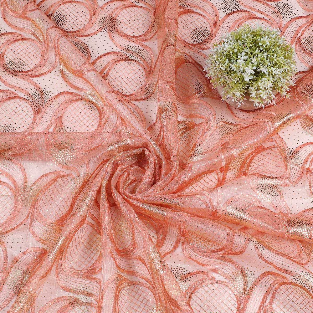 Multi Emboridery with Foil Print on Silicone Net Fabric OMG1104BP