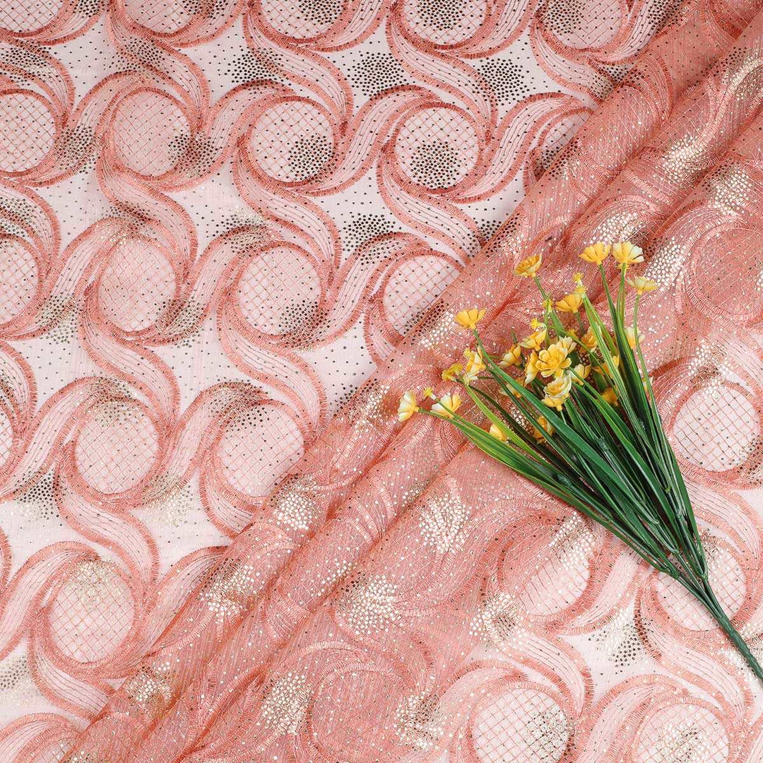 Multi Emboridery with Foil Print on Silicone Net Fabric OMG1104BP