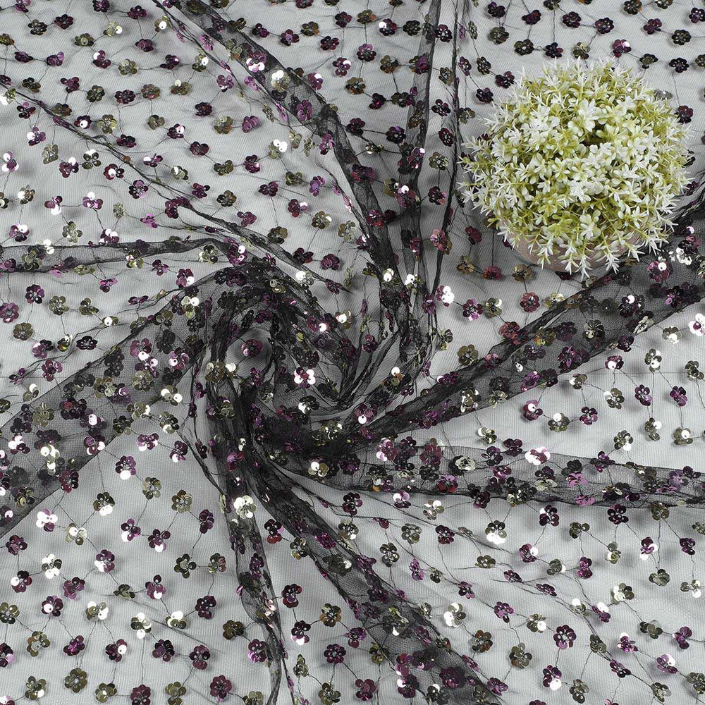 Hanging Sequine Embroidery on Polyester net TW127BP