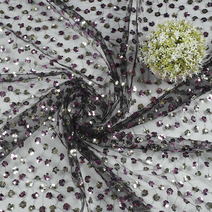 Hanging Sequine Embroidery on Polyester net TW127BP