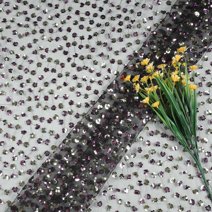 Hanging Sequine Embroidery on Polyester net TW127BP