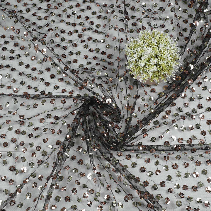 Hanging Sequine Embroidery on Polyester net TW127BP