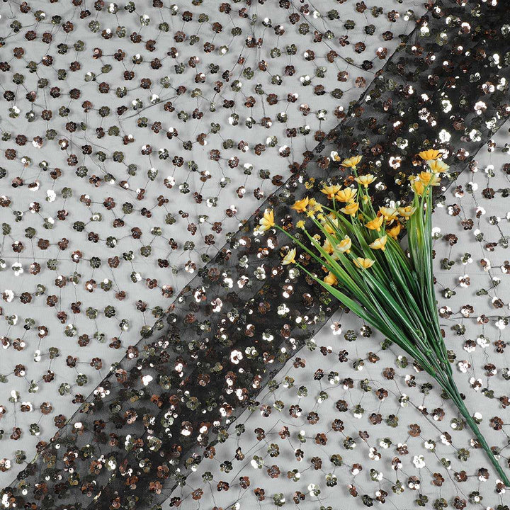 Hanging Sequine Embroidery on Polyester net TW127BP