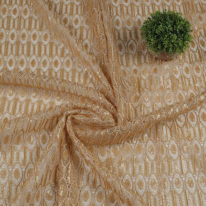 Chiku Geometric Design Schiffli Embroidery Fabric