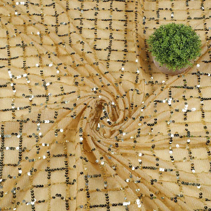 Sequine Embroidery on polyester Fur Fabrics SAP490BP