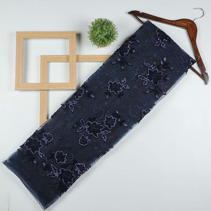 Applique embroidery with Sequine on Nylon net-SL183BP